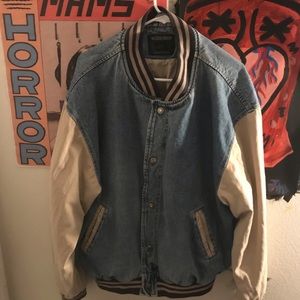 Vintage jean varsity jacket